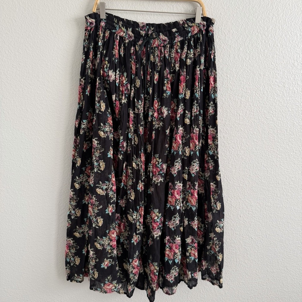 Vintage Huntington Ridge Large Floral Maxi Skirt Cotton Cottagecore Boho Flowy - Picture 5 of 6